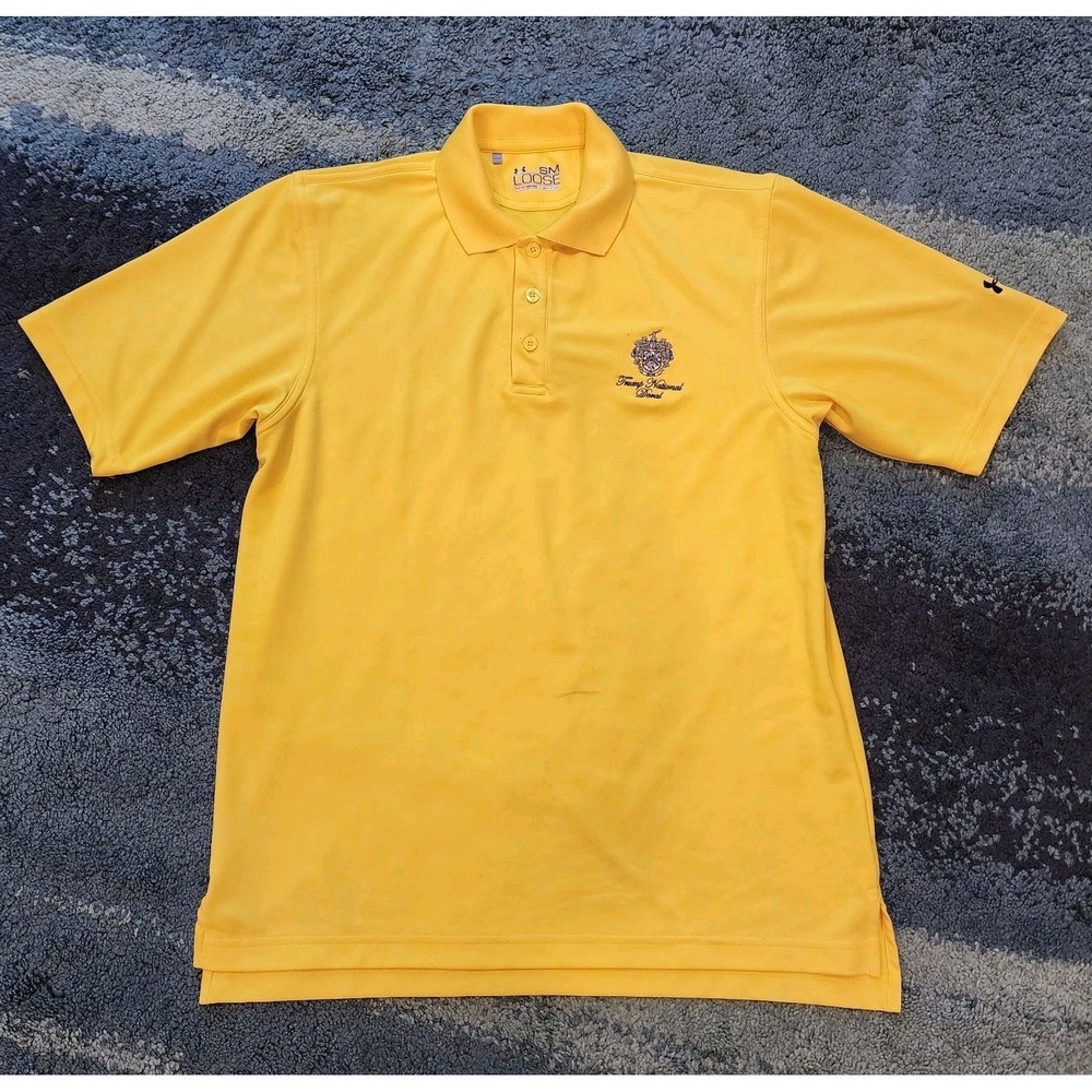 Trump National Doral Miami Golf Shirt Mens Small Yellow Under Amour Loose Fit
